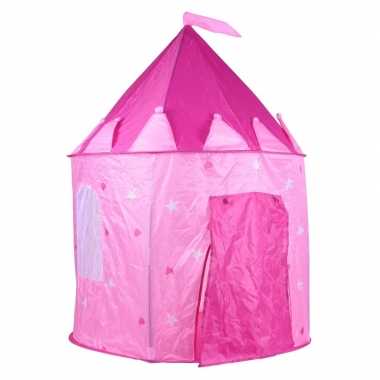 Kinder roze prinsessen kasteel speeltent 125 cm